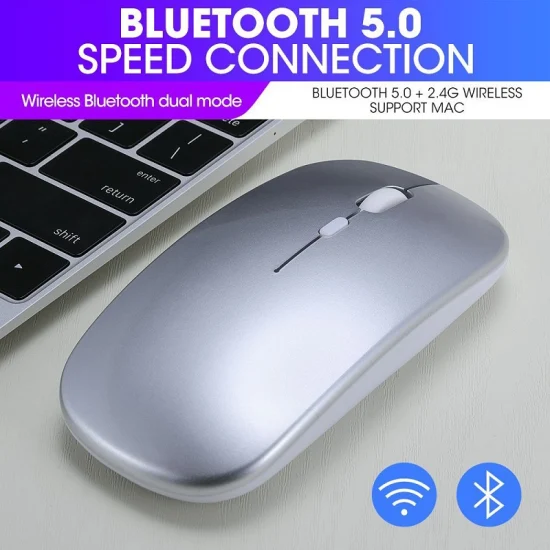 Mouse wireless silenzioso dual mode ricaricabile 2.4G RGB Mouse da gioco wireless 2 in 1